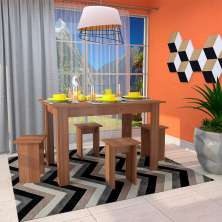 Conjunto de Mesa de Cozinha com 4 Bancos Regina Montana  120 cm
