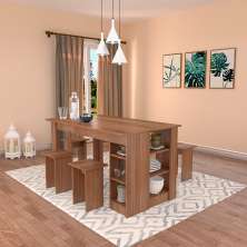Conjunto de Mesa de Cozinha com 4 Bancos Regina Montana  140 cm