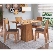 Conjunto de Mesa de Jantar Retangular com 4 Cadeiras Cairo Polipropileno Marrom e Freijó