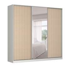 Guarda-Roupa Casal com Espelho Tunas I 3 Portas 3 Gavetas Branco e Noce
