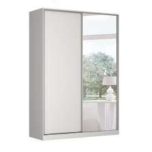 Guarda-Roupa Solteiro com Espelho Tunas I 2 Portas 3 Gavetas Branco