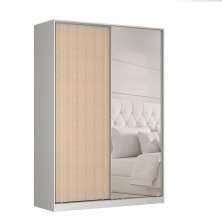 Guarda-Roupa Solteiro com Espelho Tunas I 2 Portas 3 Gavetas Branco e Noce