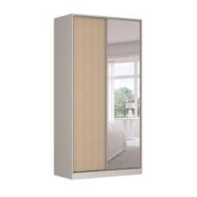 Guarda-Roupa Solteiro com Espelho Tunas IV 2 Portas 3 Gavetas Branco e Noce