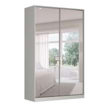 Guarda-Roupa Solteiro com Espelho Tunas VI 2 Portas 3 Gavetas Branco