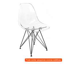 [OUTLET] Cadeira de Cozinha Eames Preta e Transparente