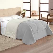 Coberdrom Cinza Cobertor Queen Size Soft e Sherpa Dupla Face