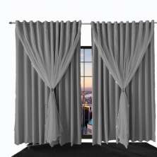 Cortina Blecaute Para Sala E Quarto Ana 8,40 X 2,30 Cinza