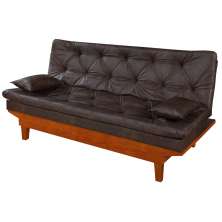 Sofa Cama Caribe 3 Lugares Reclinavel Base Em Madeira Revestido Couro Sintetico