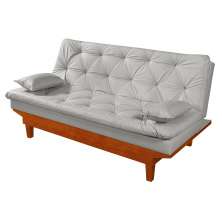 Sofa Cama Caribe 3 Lugares Reclinavel Base Em Madeira Revestido Couro Sintetico