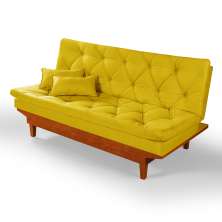 Sofa Cama Caribe 3 Lugares Reclinavel Base Em Madeira Revestido Suede