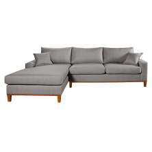 Sofa Living California 4 Lugares Chaise Lado Direito Revestido Linho Base Madeira