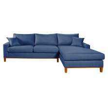 Sofa Living California 4 Lugares Chaise Lado Esquerdo Revestido Linho Base Madeira