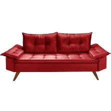 Sofa Retro Bariloche 3 Lugares Tecido Suede Pes em Madeira