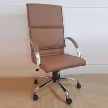 Cadeira Giratória Escritório Boss Presidente Caramelo Relax Base Cromada c/ Rodizio - 100% Nacional