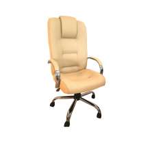 Cadeira Giratória Escritório Classic Presidente Marfim Relax Base Cromada c/ Rodizio - 100% Nacional
