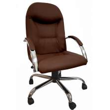 Cadeira Giratória Escritório Day Presidente Marrom Relax Base Cromada c/ Rodizio - 100% Nacional