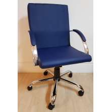 Cadeira Giratória Escritório Work Azul Relax Base Cromada c/ Rodizio - 100% Nacional