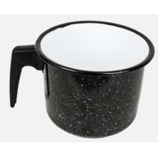 Caneca Leiteira Esmaltada no 14 Preto branco atóxico 1,6 L cabo Baquelite  ESMALTADOS SILVA 2325 