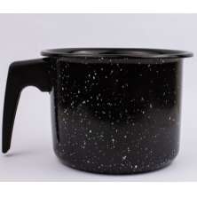 Caneca Leiteira Esmaltada no 16 Preto atóxico 2,0 L cabo Baquelite  ESMALTADOS SILVA 8186 