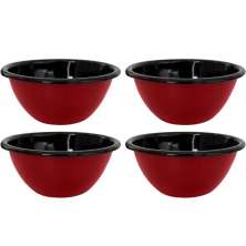 Conjunto 4 Tigelas Esmaltadas Ágata 500ml Bowls para Servir Esmaltados Silva Vermelho