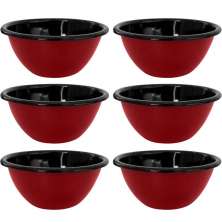 Jogo 6 Tigelas Esmaltadas Ágata 500ml Bowls para Servir Esmaltados Silva Vermelho