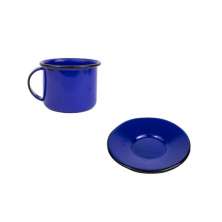 Xícara Caneca com pires Esmaltada 90ml Azul no 6 2273 e 2269