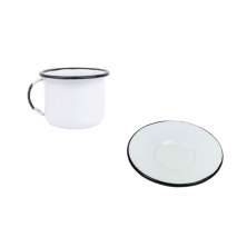 Xícara Caneca com pires Esmaltada 90ml Branco no 6  2314 e 2317