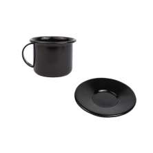 Xícara Caneca com pires Esmaltada 90ml Preto no 6 2272 e 2265