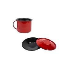 Xícara Caneca com pires Esmaltada 90ml Vermelho no 6  2271 e 2263