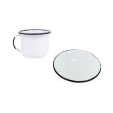 Xícara Caneca com pires Esmaltada no 8 180ml Branco 2315 e 2318