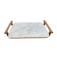 Bandeja Decorativa Espressione Branca e Marrom 33x20 cm