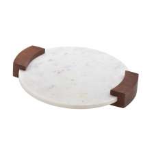 Bandeja Decorativa Espressione Branca e Marrom 5 cm