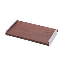 Bandeja Decorativa Espressione Marrom e Prata 35x20 cm