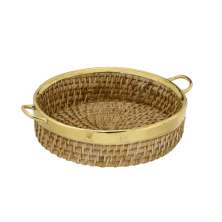 Bandeja Decorativa Junco Dourado e Marrom