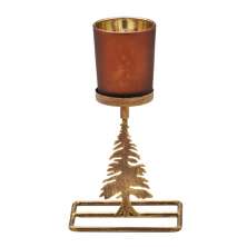Candelabro Natal para 1 Vela Terracota e Dourado