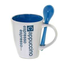 Caneca Capuccino Branca e Azul