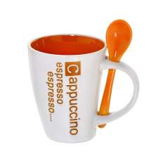 Caneca Capuccino Branca e Laranja