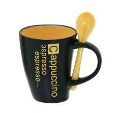 Caneca Capuccino Preta e Amarela