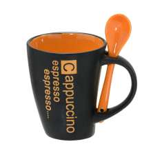 Caneca Capuccino Preta e Laranja