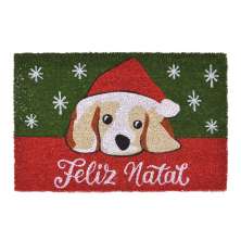 Capacho Cachorro Feliz Natal I Vermelho e Verde