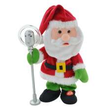 Boneco Papai Noel com Som e Movimento Mistletoe Vermelho e Branco 34 cm