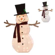 Boneco de Neve Natalino com Luz Espressione Branco e Preto 121 cm