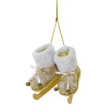 Bota Decorativa Branca e Dourada
