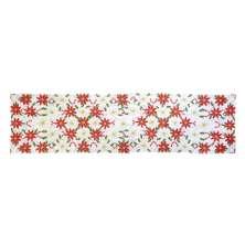 Caminho de Mesa Natalino Espressione Florido Branco e Vermelho