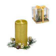 Candelabro Natalino Decorado Dourado e Bronze 16 cm