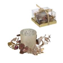 Candelabro Natalino para 1 Vela Espressione Dourado e Rosê 7 cm