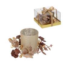 Candelabro Natalino para 1 Vela Espressione Dourado e Rosê 8 cm