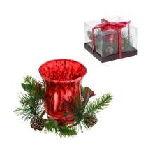 Candelabro Natalino para 1 Vela Espressione Vermelho e Verde 10 cm