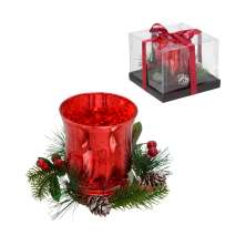 Candelabro Natalino para 1 Vela Espressione Vermelho e Verde 12 cm
