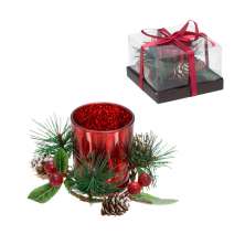 Candelabro Natalino para 1 Vela Espressione Vermelho e Verde 7 cm